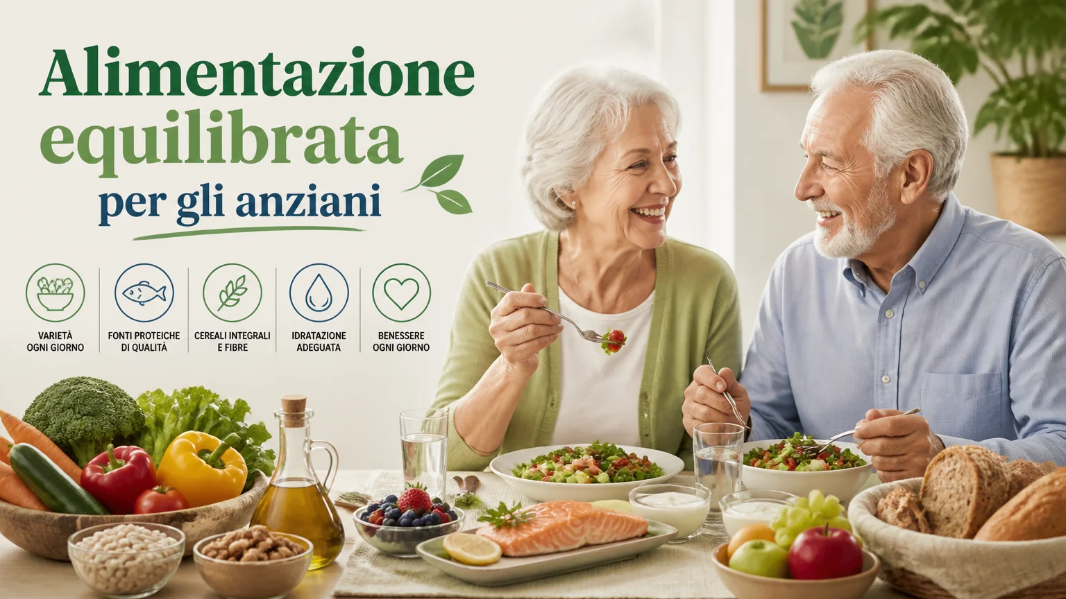Alimentazione equilibrata per gli anziani - nutrizione geriatria