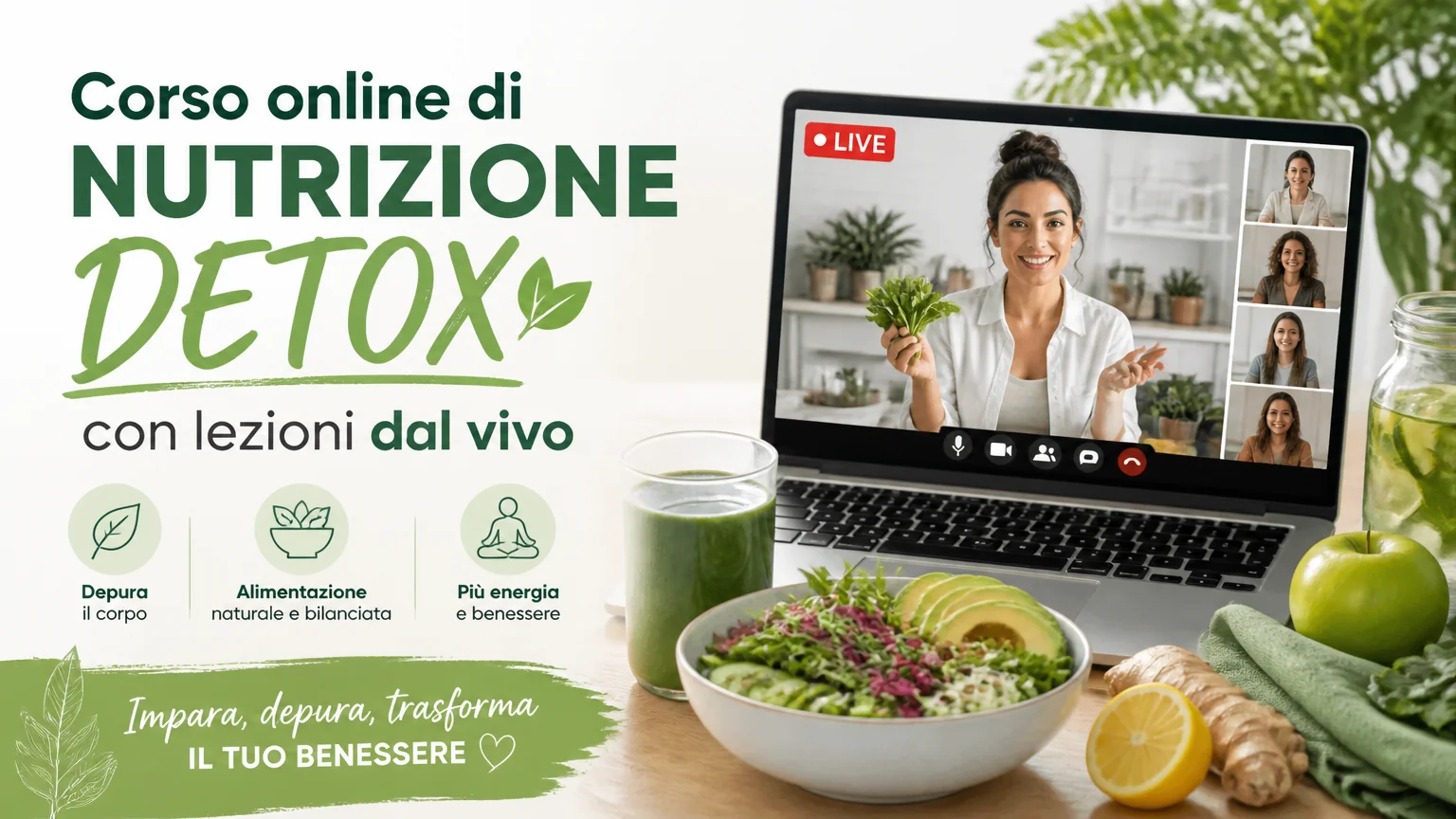 Corso online di nutrizione detox con lezioni dal vivo