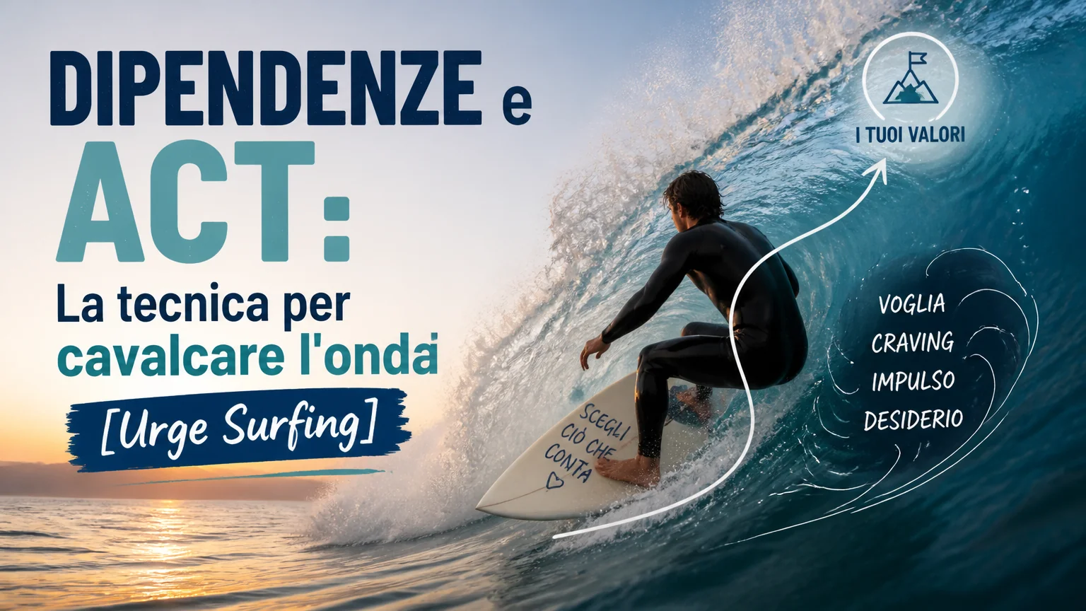 Dipendenze e act: la tecnica per cavalcare l'onda [urge surfing] - terapia accettazione impegno